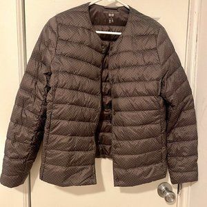 Like-new Uniqlo Ultra Light Down Compact Gray Polka Dot Jacket (M)